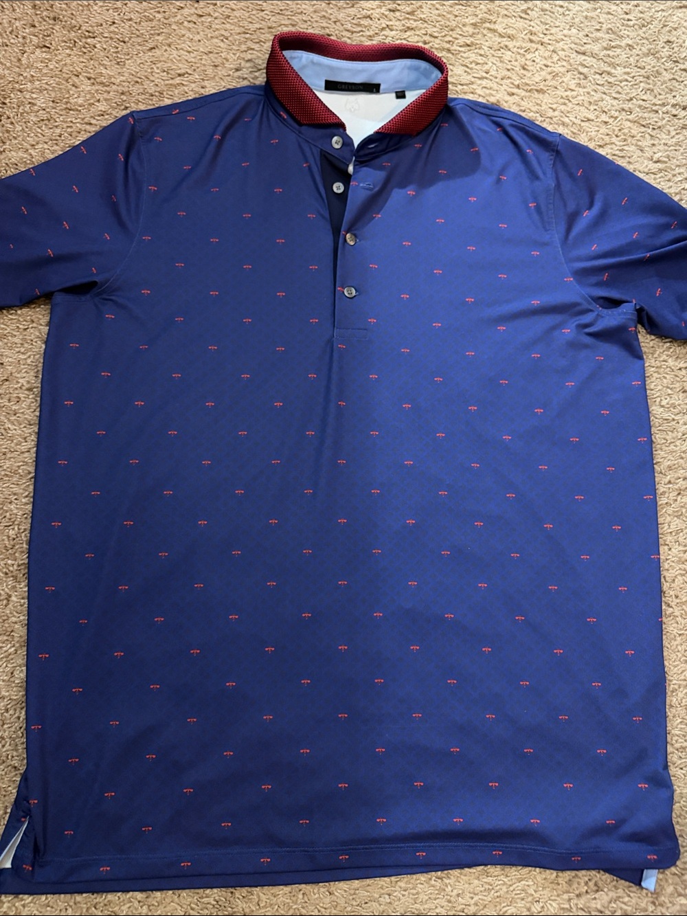 Greyson Men's Navy Polo with Red Contrast Collar